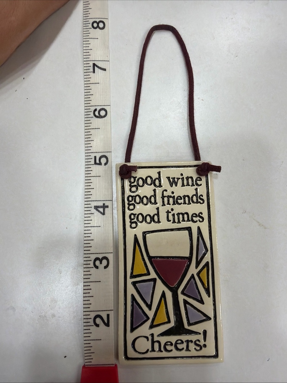 Cheers! Decorative Wine-Themed Hanging Plaque - Cream & Burgundy